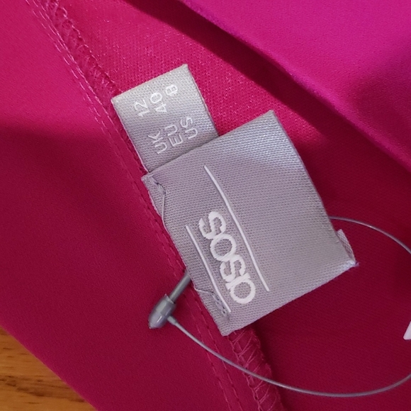 Crossover V Neck Dress with Flutter Sleeves From ASOS. NWT. Pink/Purple. Swishy. - Picture 8 of 9